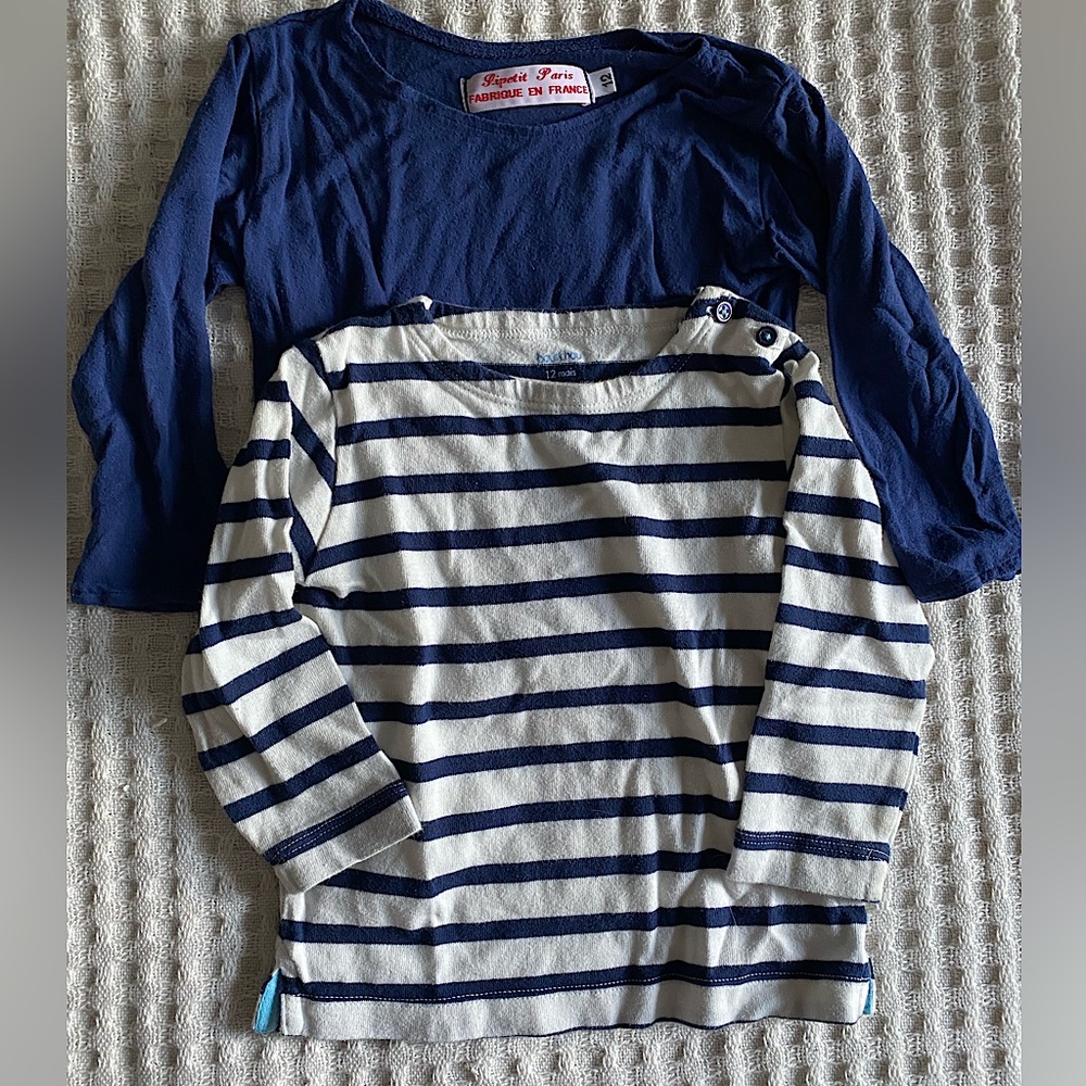 Bundle of 2x long sleeve French designer baby shirts